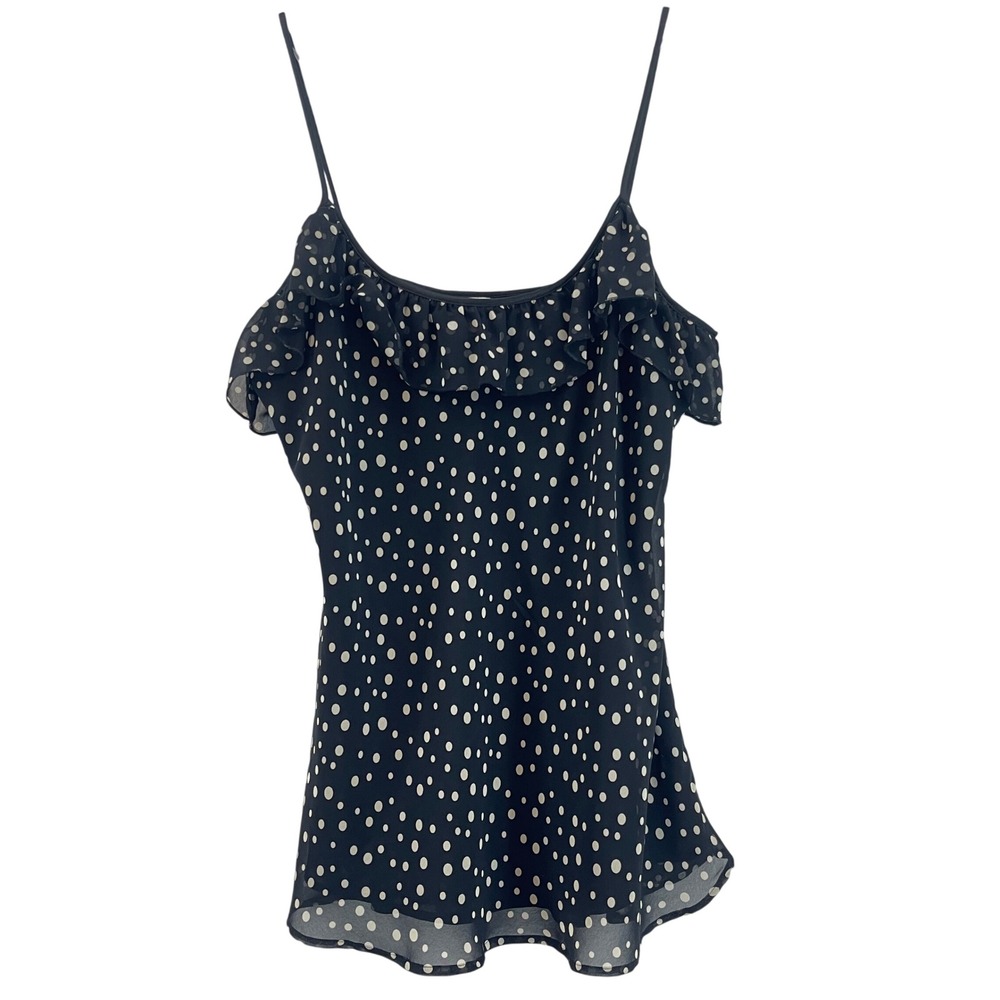 Babydoll Cami Top XL Black Polka Dot Flowy Capsule Ruffle‎